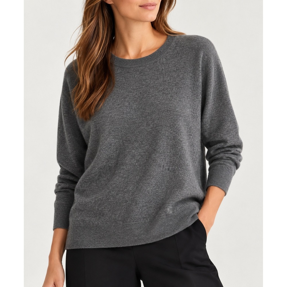 Everlane 100% Cashmere Crewneck Sweater Gray XXL Quiet Luxury Minimalist
